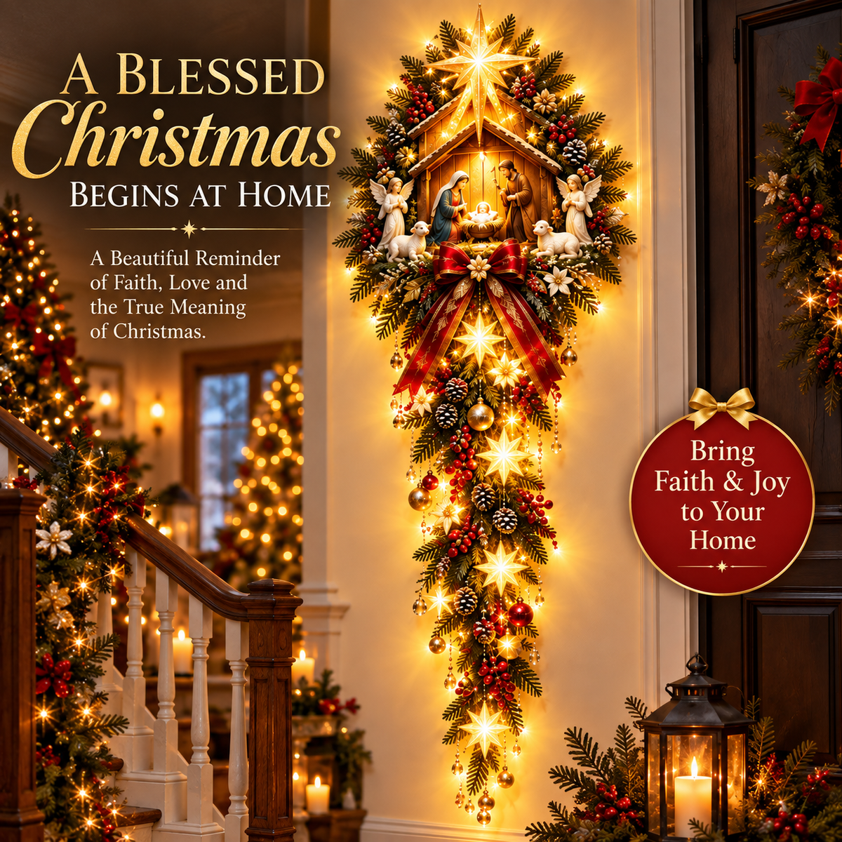 Bethlehem Light of Hope Christmas Nativity wall decor