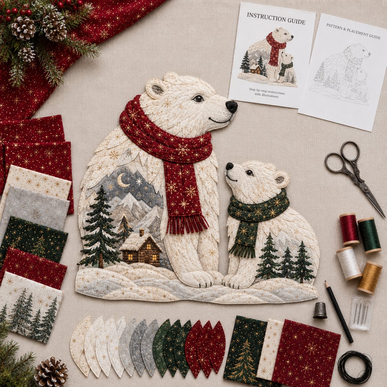 🔥Last Day 50% OFF - 🎄🎅Christmas Woodland Wildlife DIY Patchwork Kit – ✨Create a Festive Handmade Keepsake