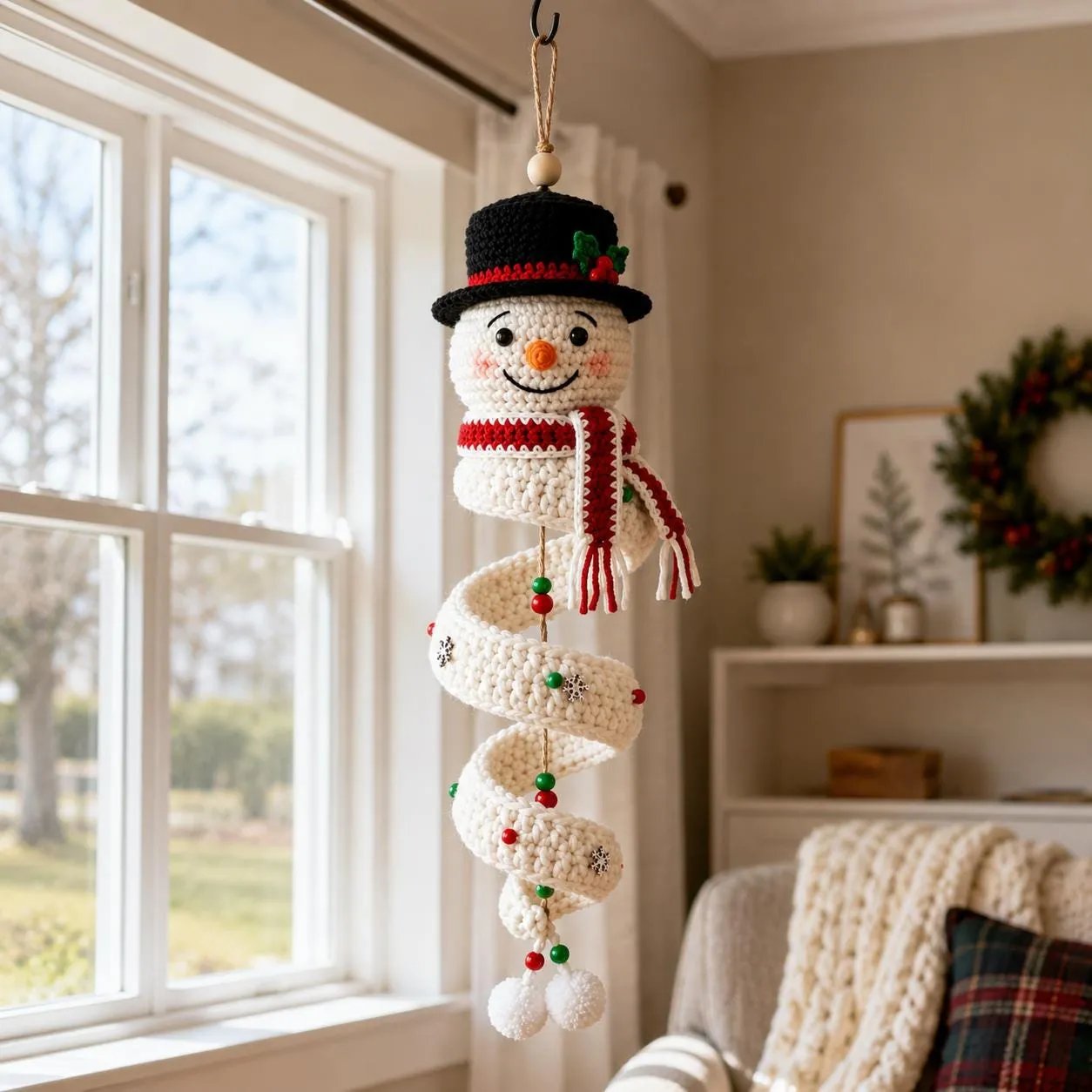 🔥 Limited Time Sale 49% OFF – ☃️ Crochet Snowman Spiral Ornament DIY Kit | Complete Beginner-Friendly Set with Soft Yarn, Crochet Hook, Festive Beads, Snowflakes & Step-by-Step Guide 🧶🎄✨