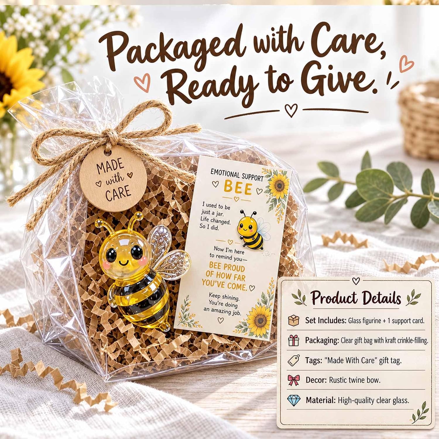 💌 Emotional Support Glass Animal Gift Set | 7 Meaningful Designs with Encouragement Card & Gift-Ready Packaging ✨