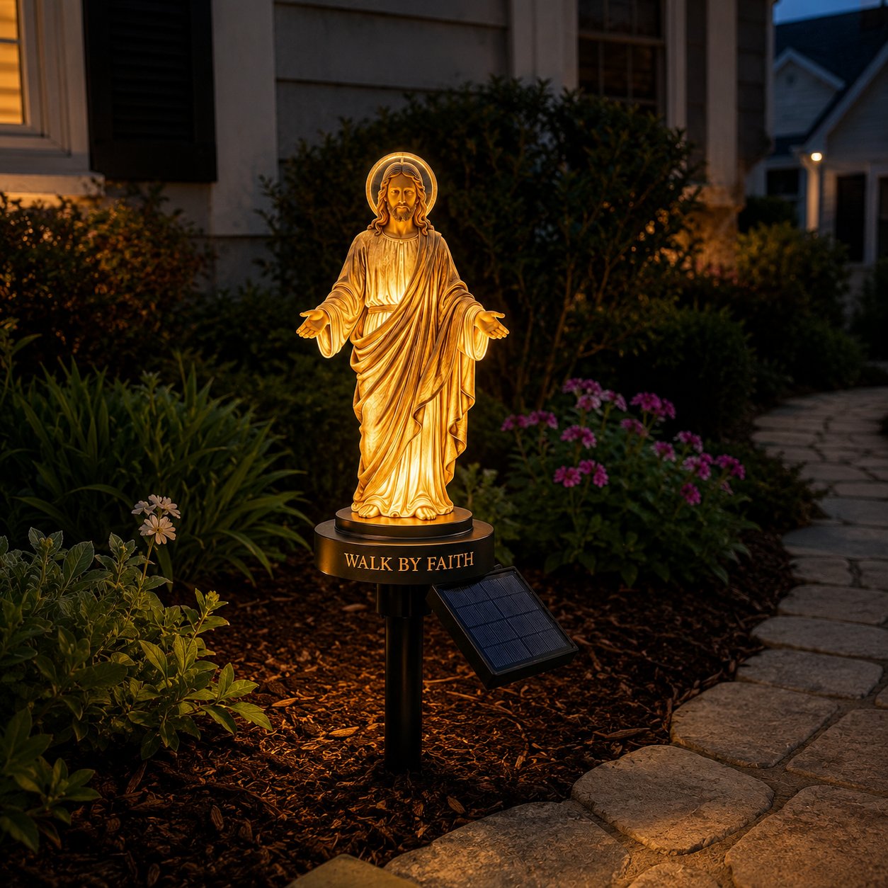 🔥 LAST DAY 49% OFF – ✝️ Walk by Faith Solar Jesus Garden Light | Automatic Warm Halo Glow, Weather-Resistant Ground Stake & No-Wiring Outdoor Faith Decor ✨