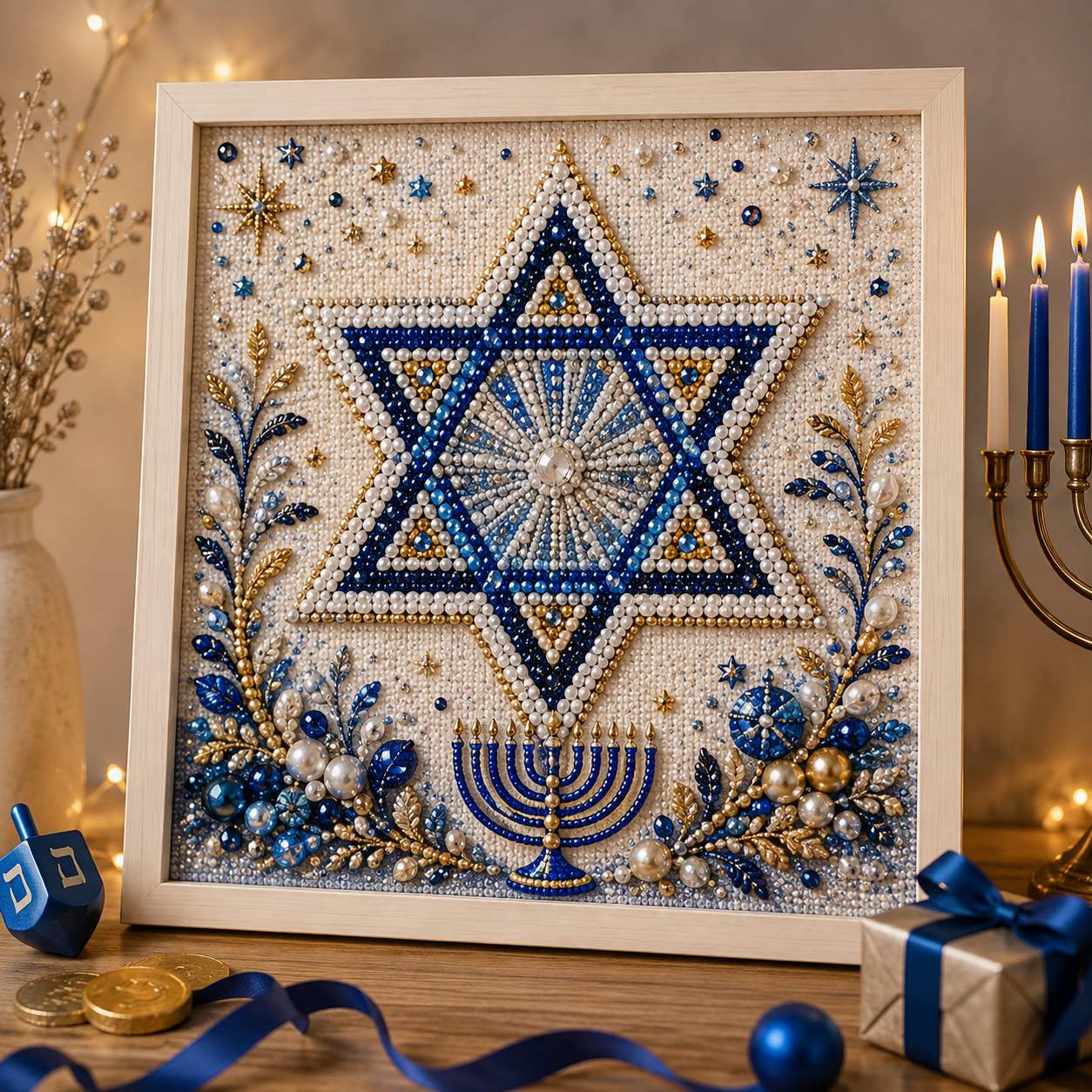 💙 50% OFF Festival of Lights Sale - DIY Hanukkah Pearl Art Kit ✨