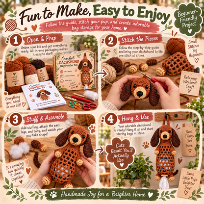 🐶🔥 Last Day 50% OFF – Crochet Dog Bag Holder DIY Kit 🧶 | 6 Adorable Breeds, Cute & Functional Home Decor 🎁