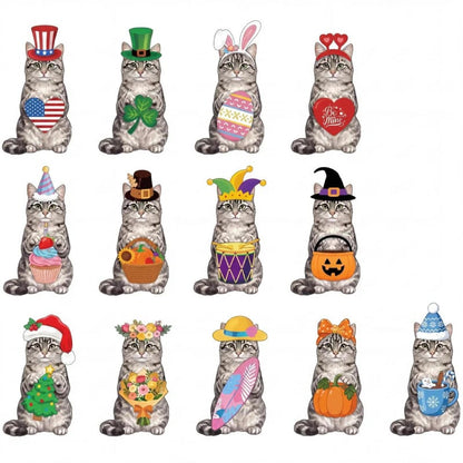 🎉🐾 Interchangeable Seasonal Animal Wooden Decor Set