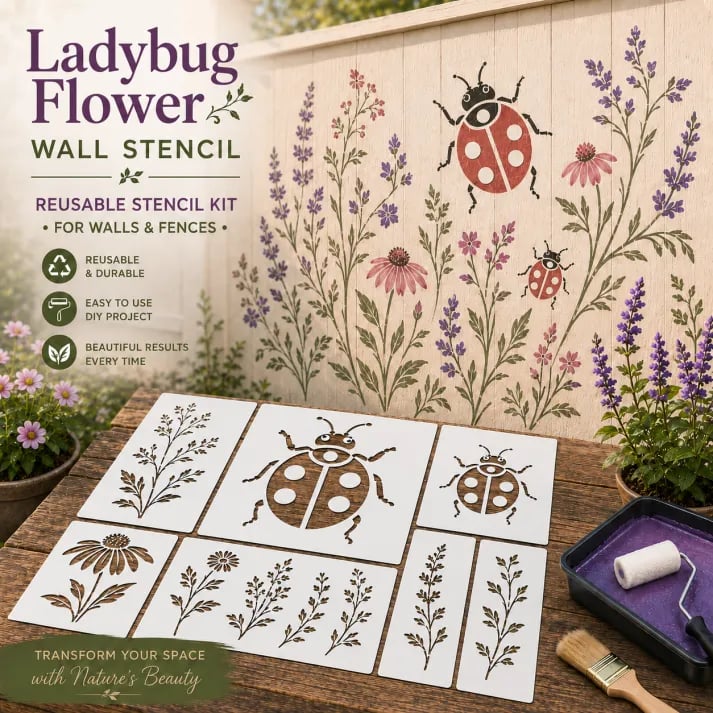 🔥LAST DAY 50% OFF - 🌿 Garden Wall Stencil™ – Reusable DIY Kit for Walls, Fences & Patios