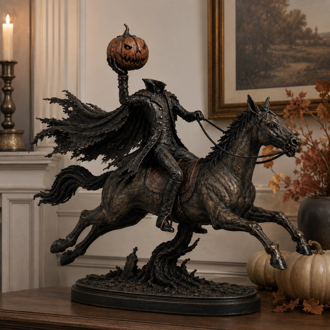 ⏰Limited Stock 50% OFF - 🎃🏇Midnight Chase Headless Horseman Statue | Awaken the Legend of the Hollow(✨Same as the video)