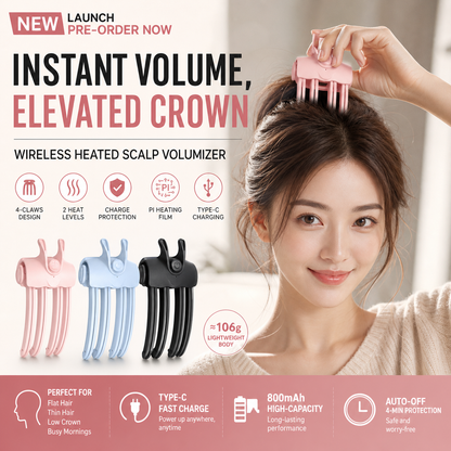 🥳2026 HOT SALE🥳💞50K+ SOLD!💨⛲50% OFF! Wireless Heated Root Lift Clip – Salon‑style crown volume for fine, flat hair. No backcombing, no damage – just clip, heat & go! 🌀✨