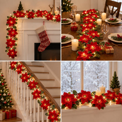 Poinsettia Garland Lights