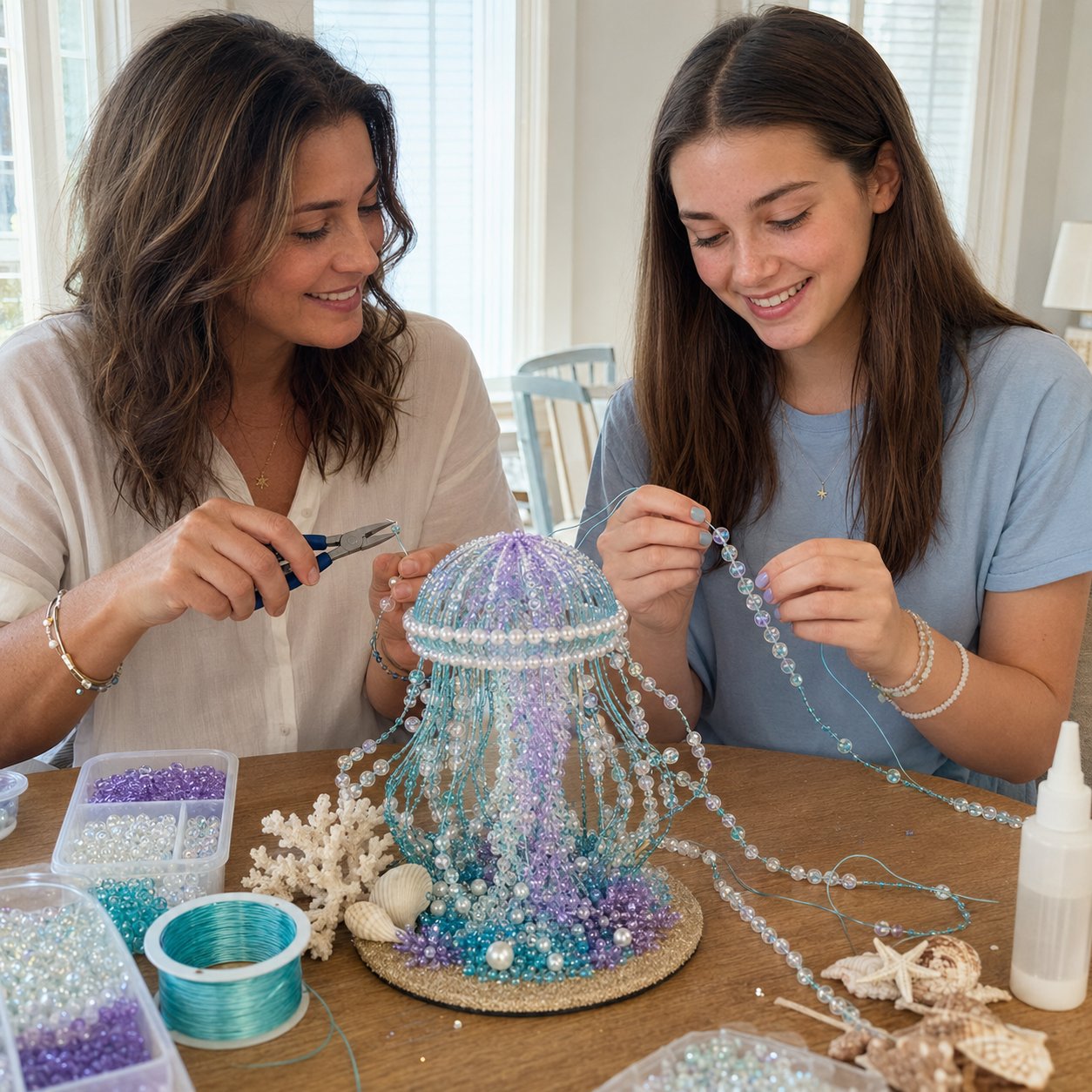 🔥LAST DAY 50% OFF -  🌊 Ocean Sparkle Animal Craft Kit | Create a Dimensional Underwater Centerpiece with Colorful Beads, Pearls & Coastal Details 🐚✨