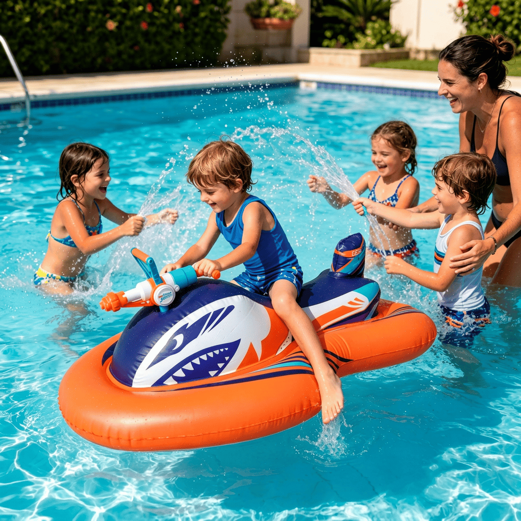 🏆2026 Upgraded 60% OFF🌊 2-in-1 Shark Inflatable Jet Water Ski🚤 Built-in Water Gun