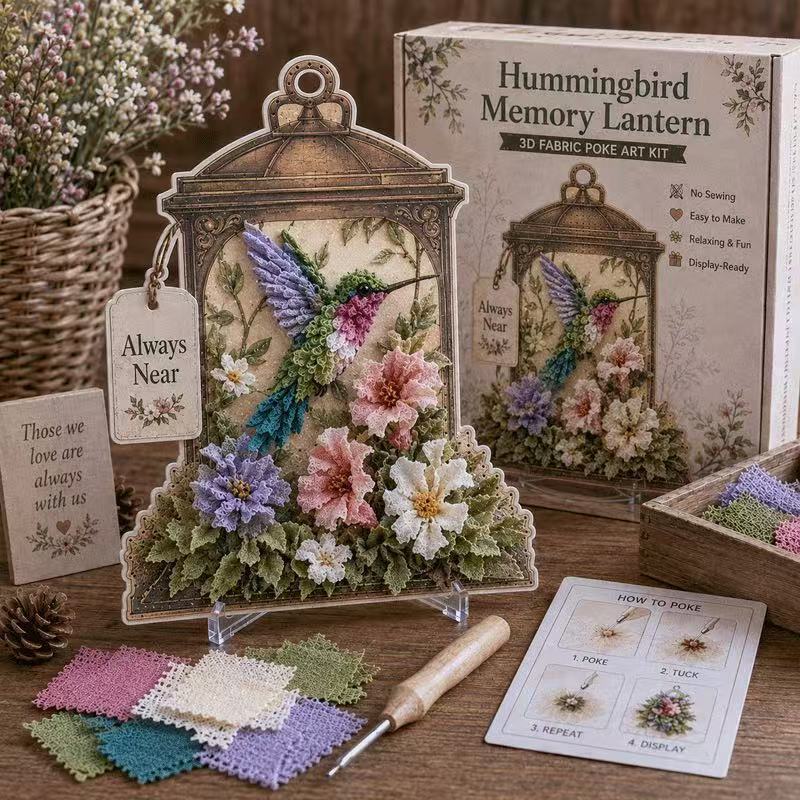 🐦3D Fabric Poke Art Memory Lantern Kit🔥No-Sew DIY Bird-Themed Memorial for Adult Beginner Handmade Hobby Gift