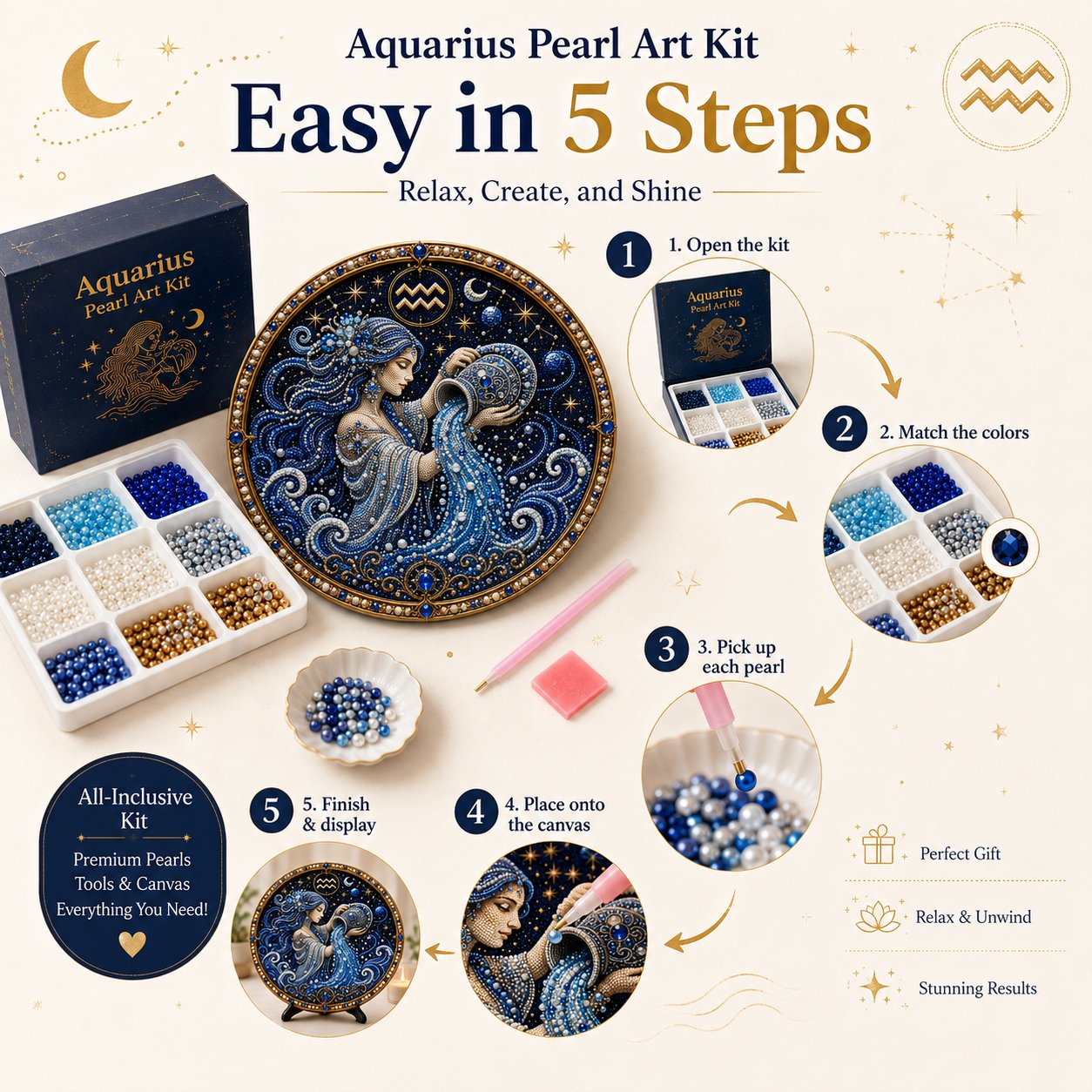 🔥LAST DAY 50% OFF - ♈12 Zodiac Signs Pearl Art Kit — The Perfect Personalized Gift for Astrology Lovers🌙
