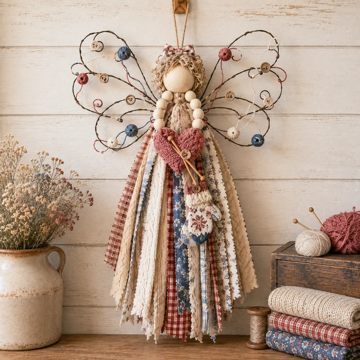 🔥LAST DAY 50% OFF - 🪽 Angel Fabric Hanging DIY Kit - Stitch a Little Blessing That Stays Forever