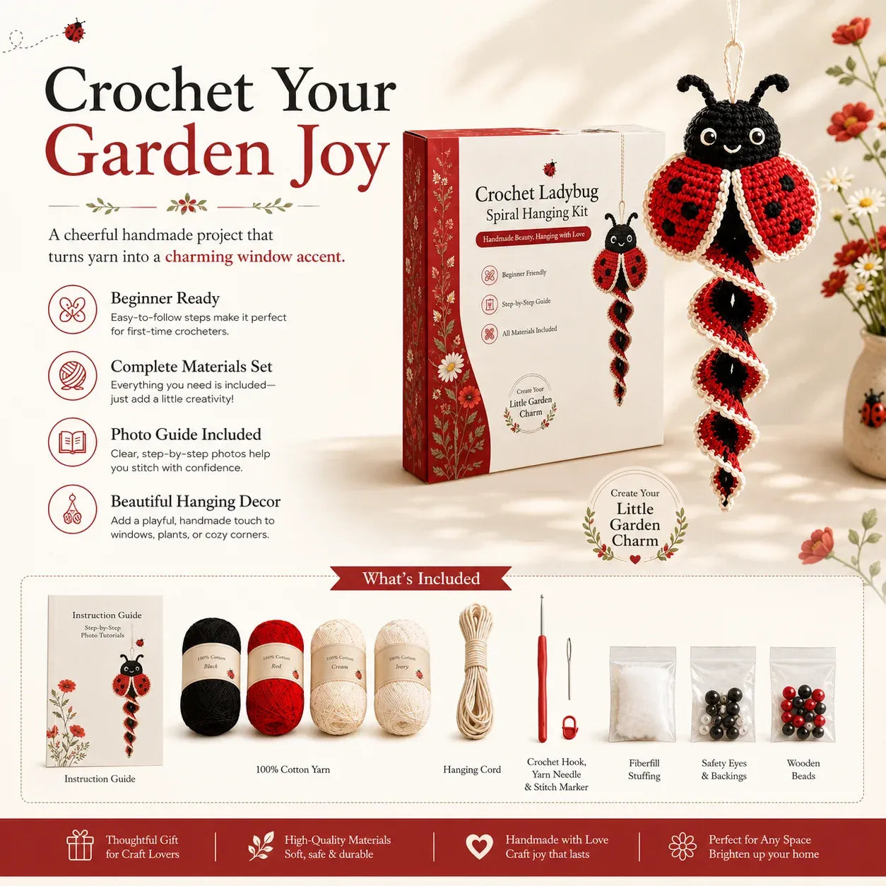 🔥LAST DAY 50% OFF - 🎁Crochet Spiral Hanging Kit – Beginner-Friendly DIY Garden Animal Decor 🧶🌿