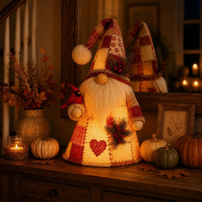🔥 LAST DAY 49% OFF – 🐦Patchwork Bird Gnome Light Collection | Warm Glowing Tabletop Decor ✨
