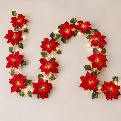 Poinsettia Garland Lights