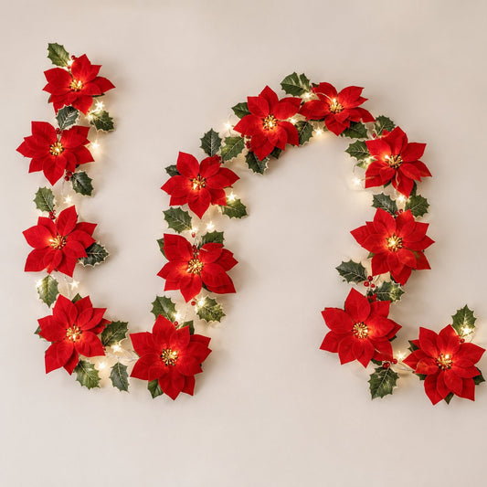 Poinsettia Garland Lights