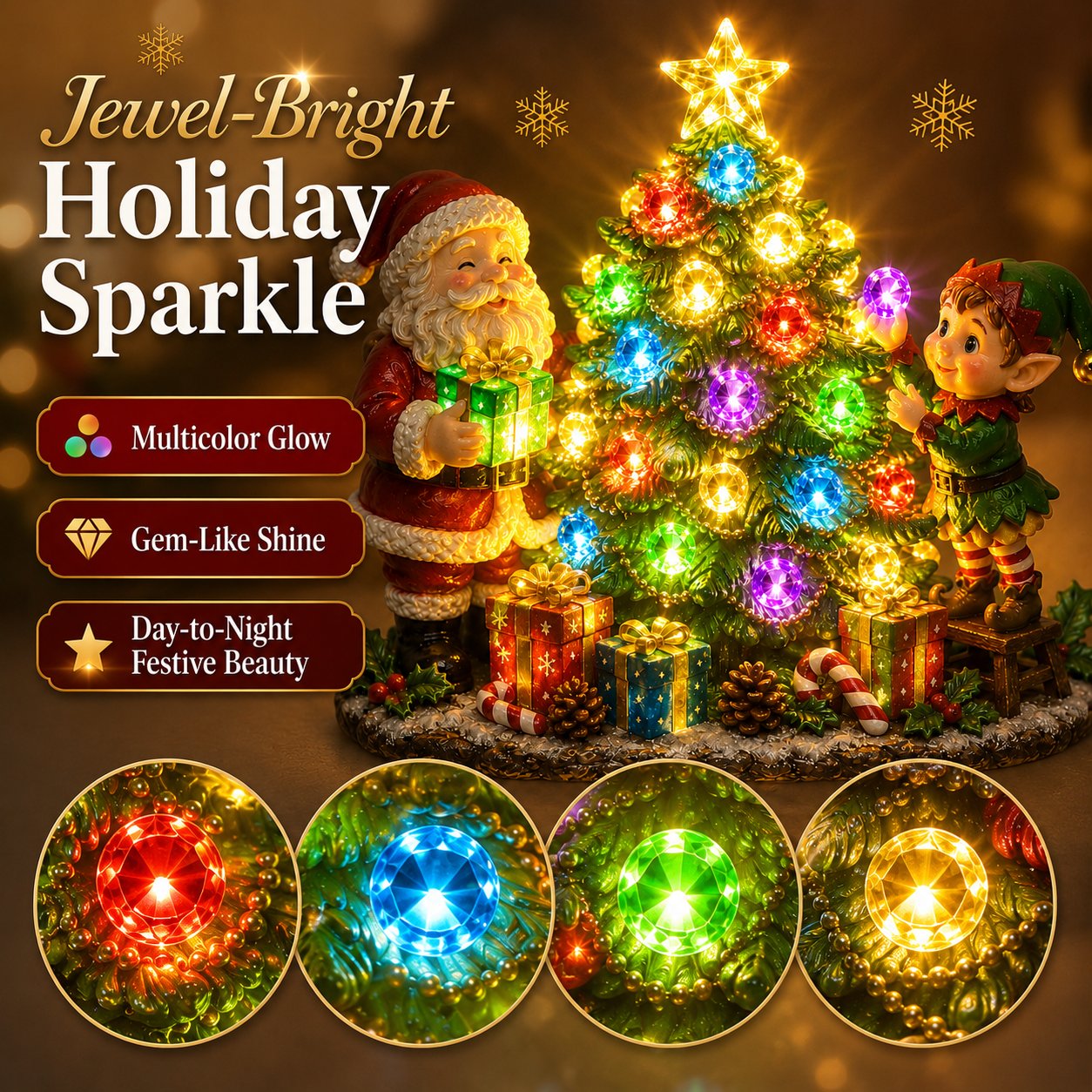 Christmas tree night light glowing in a cozy room