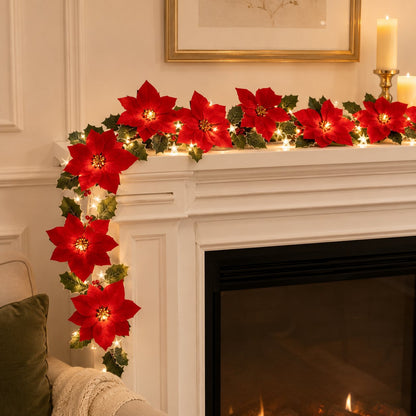 Poinsettia Garland Lights