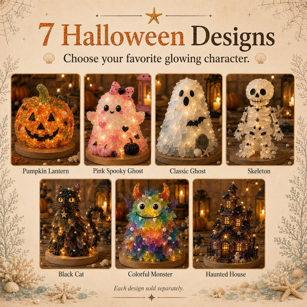 🎉⏳ 49% OFF – 🎃 Beginner-Friendly DIY Lighted Sea Glass Halloween Character Kit Collection | Complete Kit with Sea Glass Pieces, LED Lights & Step-by-Step Guide Included 💕