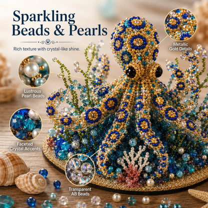 🔥LAST DAY 50% OFF -  🌊 Ocean Sparkle Animal Craft Kit | Create a Dimensional Underwater Centerpiece with Colorful Beads, Pearls & Coastal Details 🐚✨