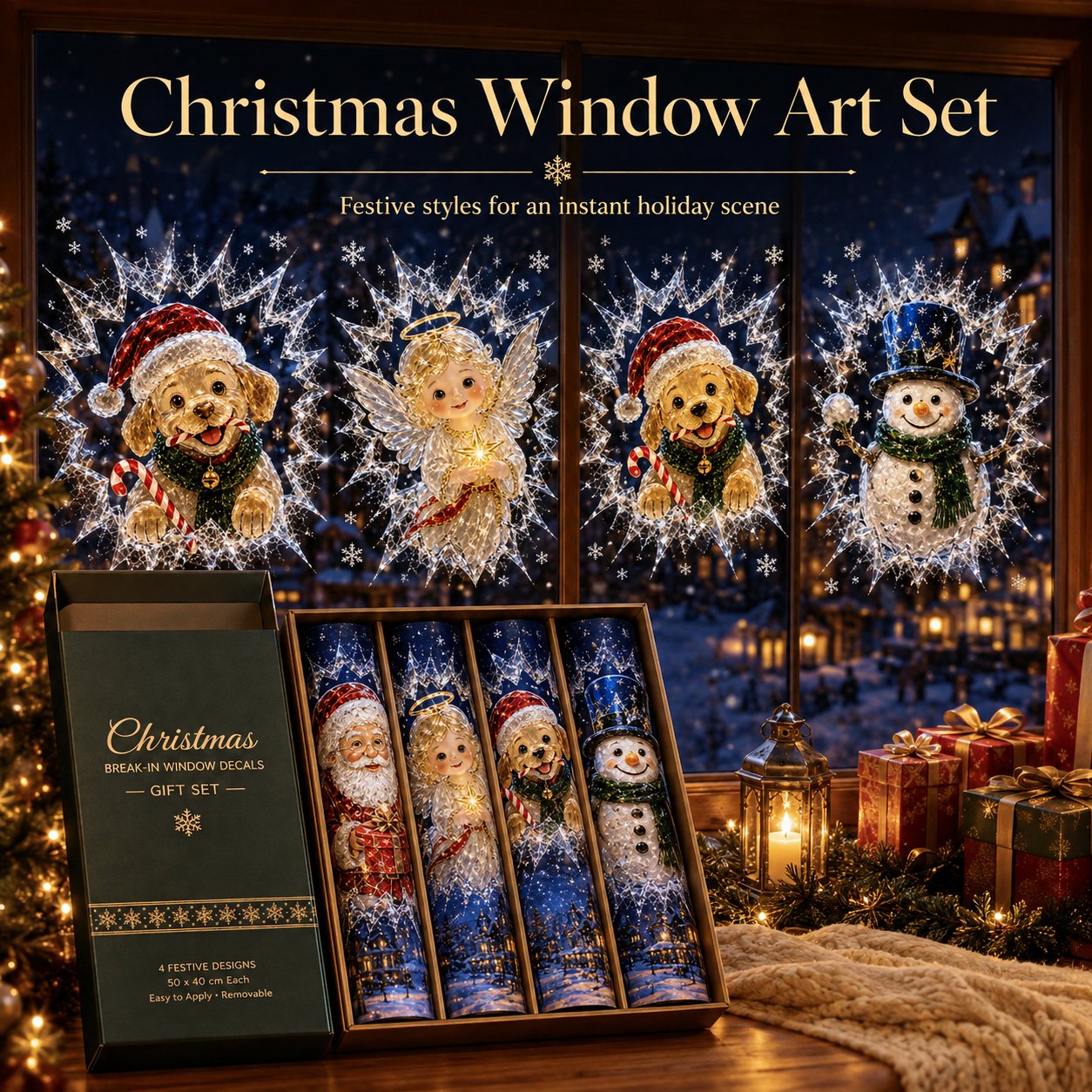 🔥Last Day 50% OFF - 🎅 2026 Christmas Window Decals – 3D Crack Glass Holiday Decorations for a Magical Winter Wonderland