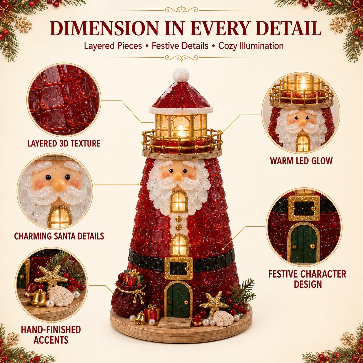 ✨ DIY Christmas Lighthouse Kit | Sea Glass-Style Pieces & LED Lights