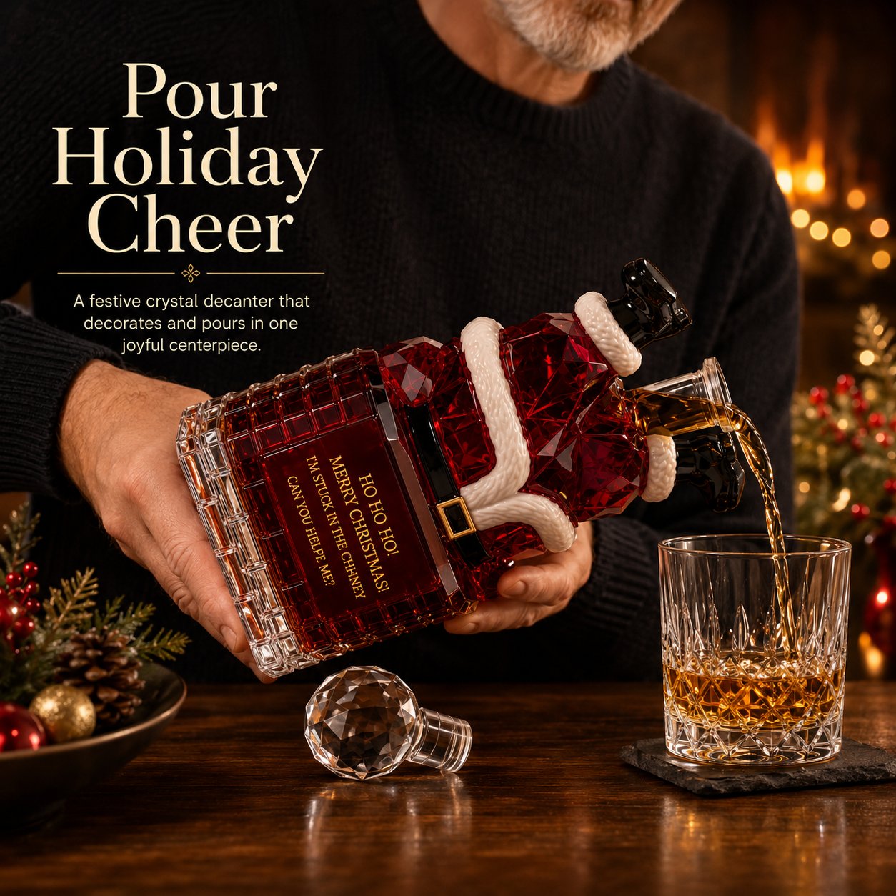 ✨ ✨ Pre-order: 50% Off – Santa Stuck in the Chimney Whiskey Bottle