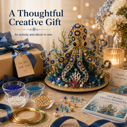 🔥LAST DAY 50% OFF -  🌊 Ocean Sparkle Animal Craft Kit | Create a Dimensional Underwater Centerpiece with Colorful Beads, Pearls & Coastal Details 🐚✨