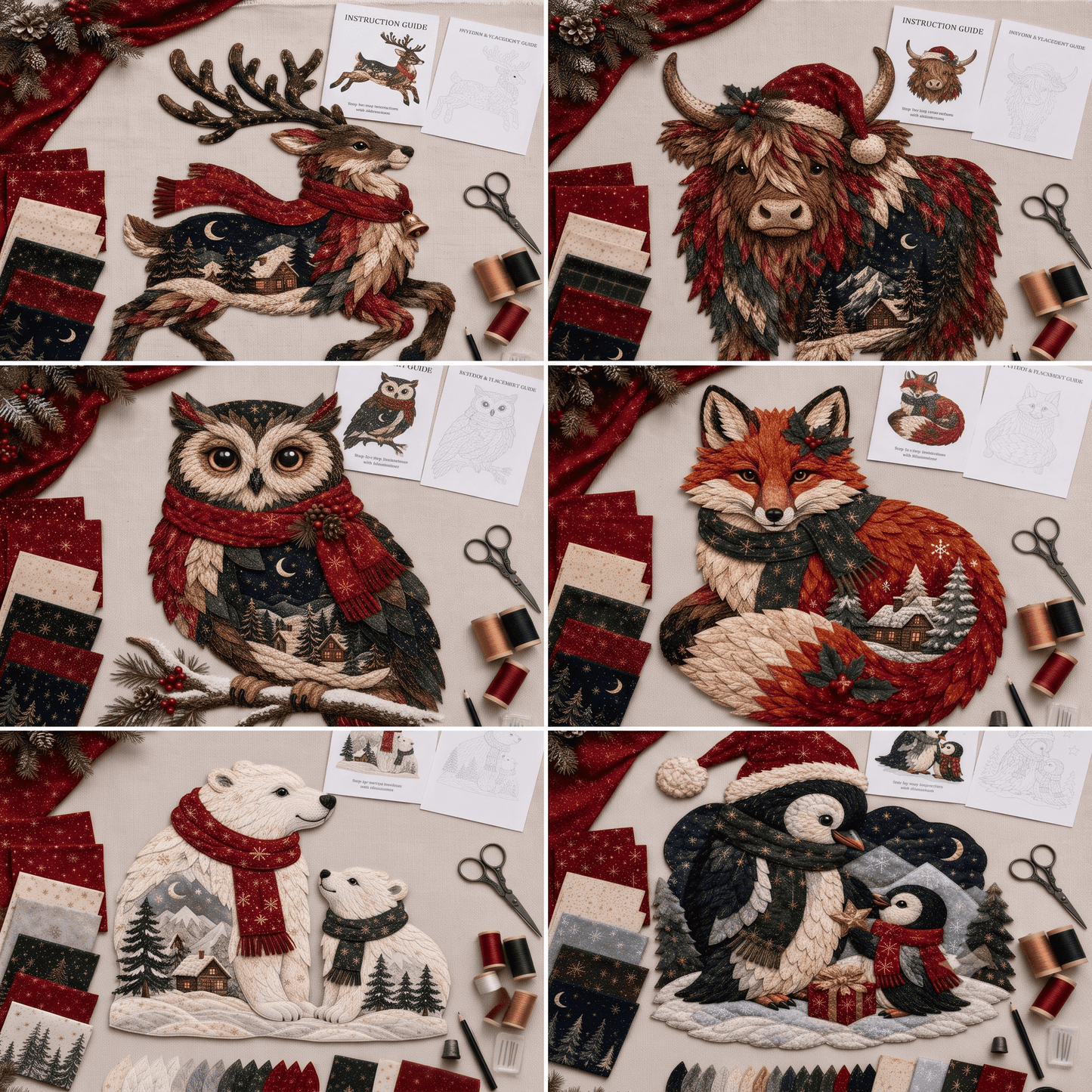 🔥Last Day 50% OFF - 🎄🎅Christmas Woodland Wildlife DIY Patchwork Kit – ✨Create a Festive Handmade Keepsake
