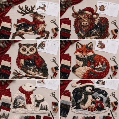 🔥Last Day 50% OFF - 🎄🎅Christmas Woodland Wildlife DIY Patchwork Kit – ✨Create a Festive Handmade Keepsake