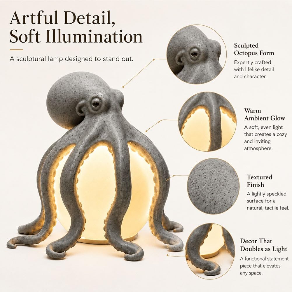 🎁🎉Last Day 49%OFF🌟🐙 Ocean Sculpture Octopus Ambient Table Lamp