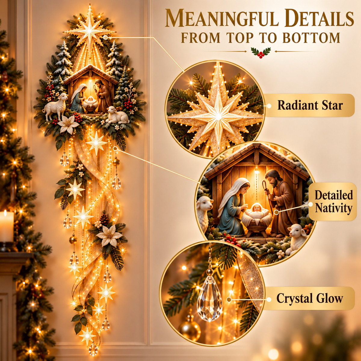 🔥Hot Sale 50% OFF -🌟 Nativity Starfall Wall Light – A Meaningful Christmas Glow