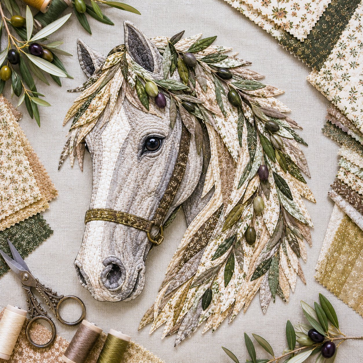 🔥LAST DAY 50% OFF - 🐴 Floral Horse Patchwork Fabric DIY Decor Kit — Handmade Fabric Horse Art with Flowers, Nature & Rustic Charm