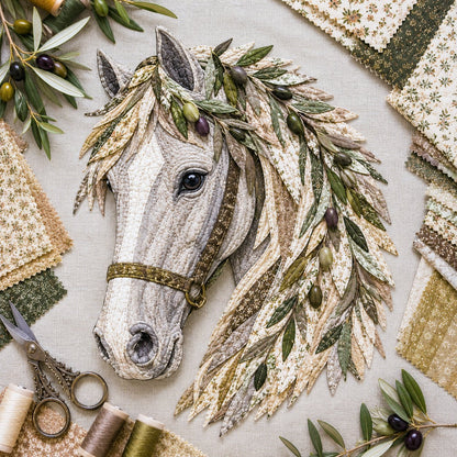 🔥LAST DAY 50% OFF - 🐴 Floral Horse Patchwork Fabric DIY Decor Kit — Handmade Fabric Horse Art with Flowers, Nature & Rustic Charm