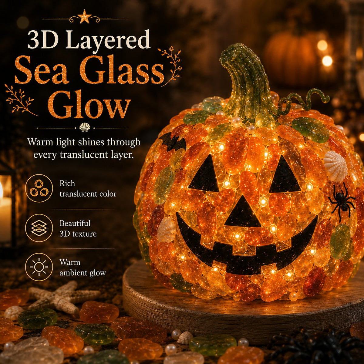 🎉⏳ 49% OFF – 🎃 Beginner-Friendly DIY Lighted Sea Glass Halloween Character Kit Collection | Complete Kit with Sea Glass Pieces, LED Lights & Step-by-Step Guide Included 💕