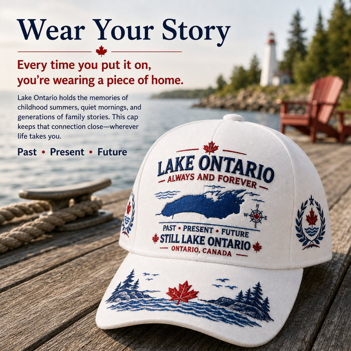 🔥LAST DAY 50% OFF - 🍁Lake Ontario · Always and Forever — The Cap That Carries Your Lake Story (🧢100% Cotton)