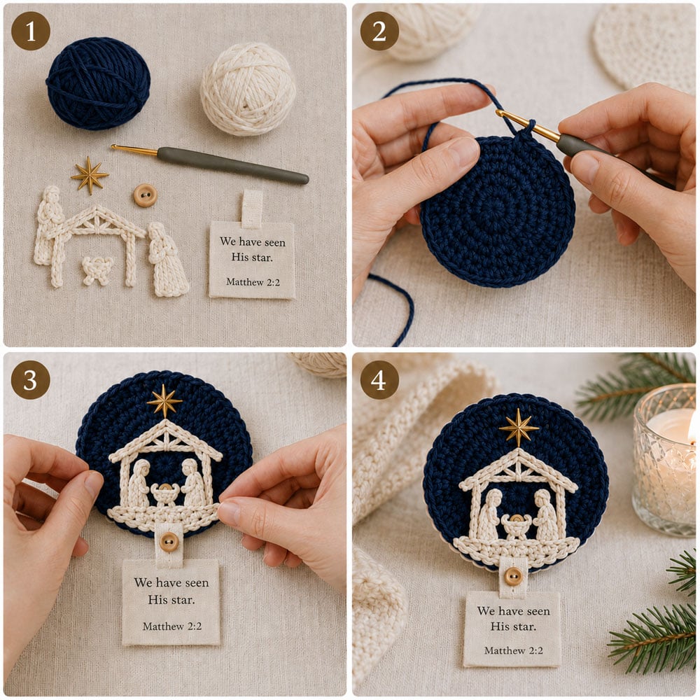 🔥LAST DAY 49% OFF - 🧶Nativity Crochet Coaster DIY Kit