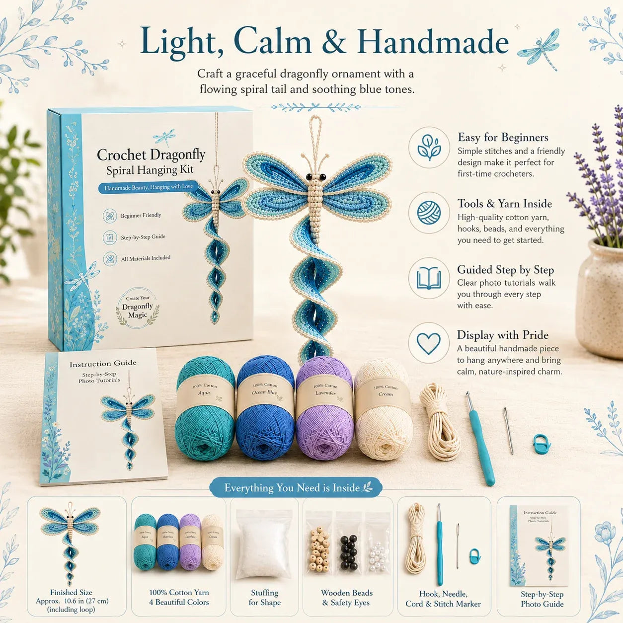 🔥LAST DAY 50% OFF - 🎁Crochet Spiral Hanging Kit – Beginner-Friendly DIY Garden Animal Decor 🧶🌿