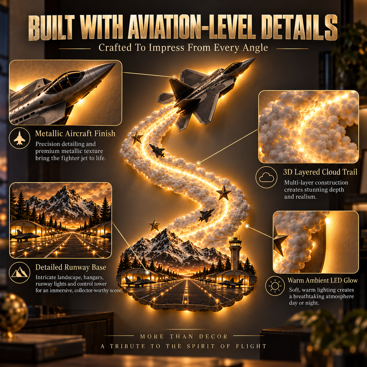 Fighter Jet LED Wall Art Details