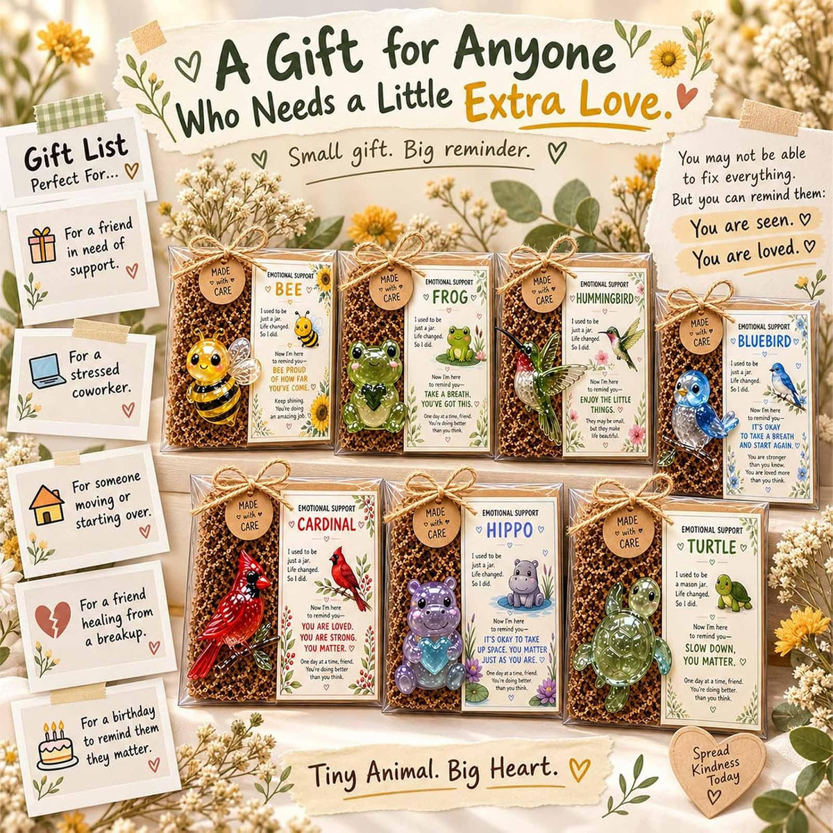 💌 Emotional Support Animal – Meaningful Encouragement Keepsake with Message Card & Gift-Ready Packaging ✨