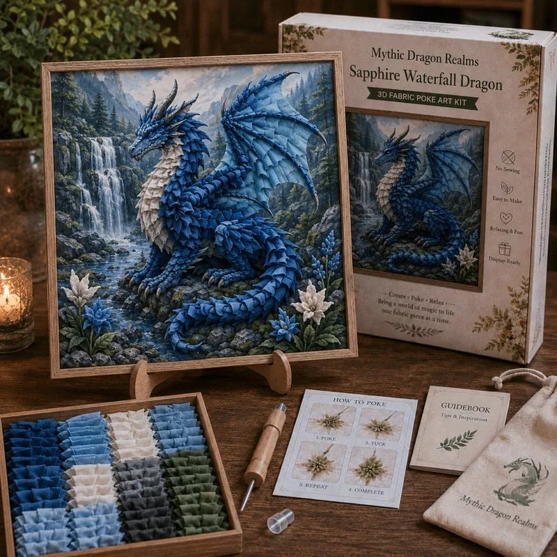 🎁Last Day 50% OFF - 🐉 Mythic Dragon Realms 3D Fabric Poke Art Kit