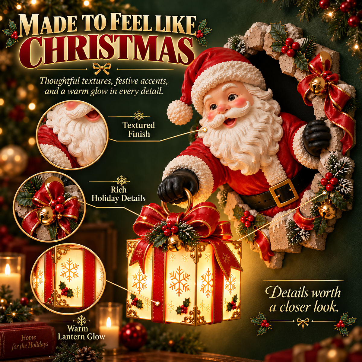 🎅✨ LAST DAY 50% OFF ✨ Santa’s Magical Wall Surprise Light - A 3D Christmas Decoration That Brings Holiday Magic To Life