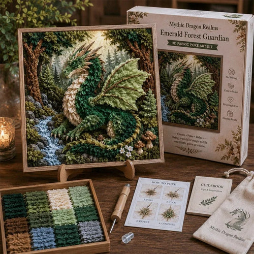 🎁Last Day 50% OFF - 🐉 Mythic Dragon Realms 3D Fabric Poke Art Kit