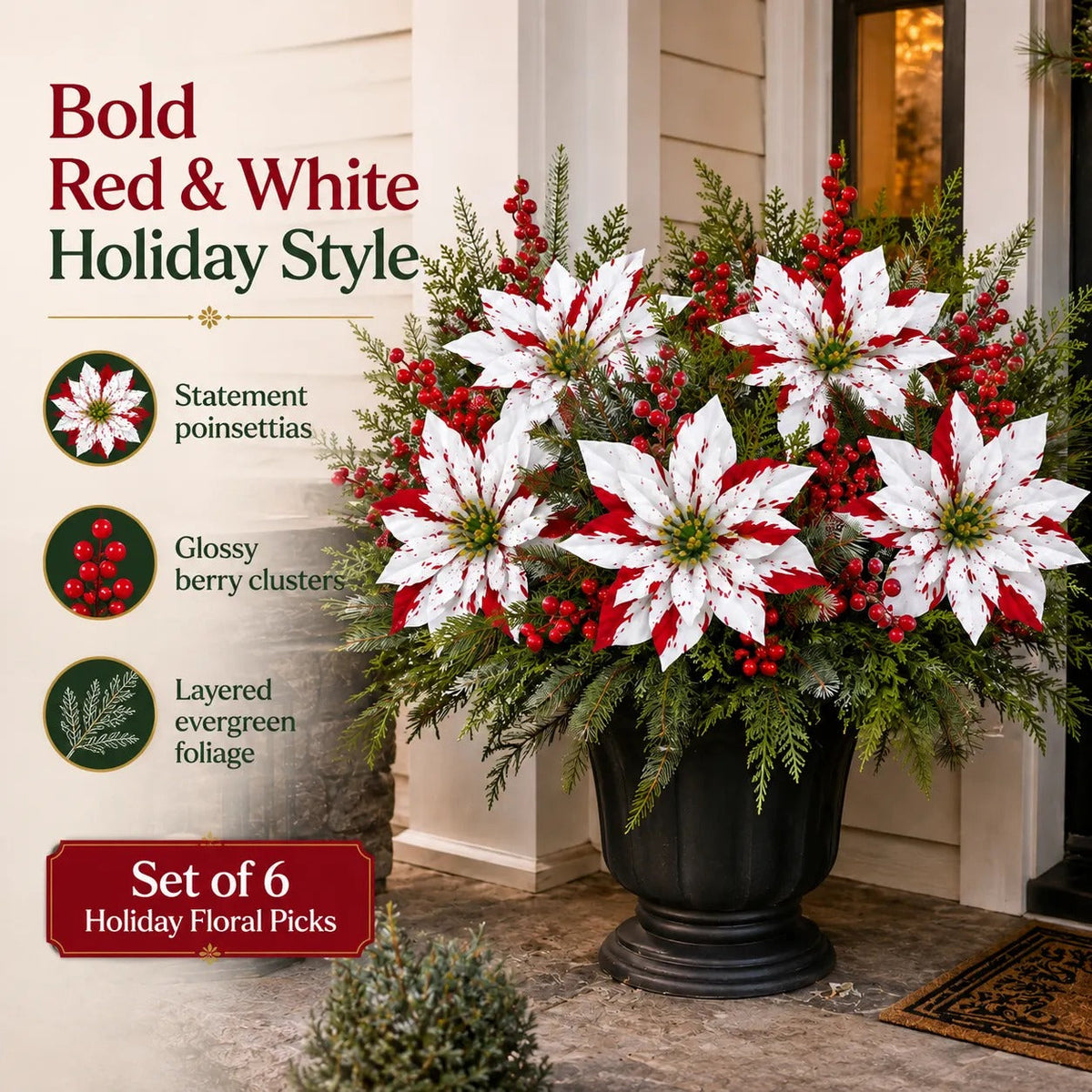 🔥 Last Day 50% OFF - Artificial Poinsettia Potted Plant Insert