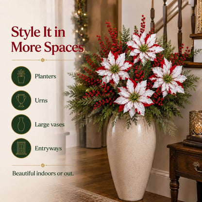 🔥 Last Day 50% OFF - Artificial Poinsettia Potted Plant Insert