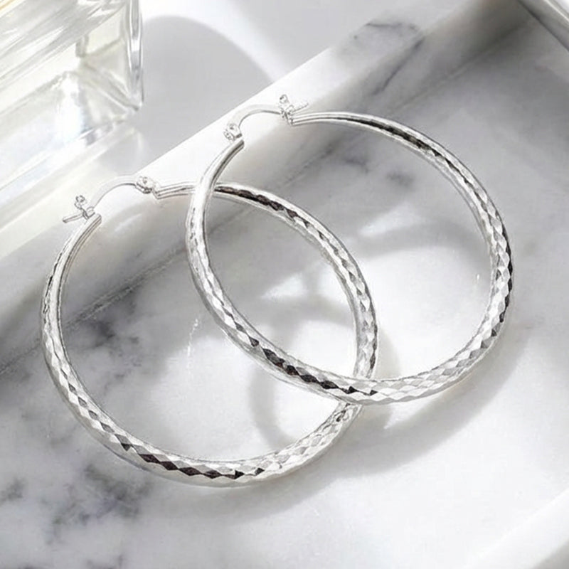 🎉BUY 1 GET 1 FREE🎁Diamond-Cut Hoop Earrings for Women – Elegant, Sparkling 💎