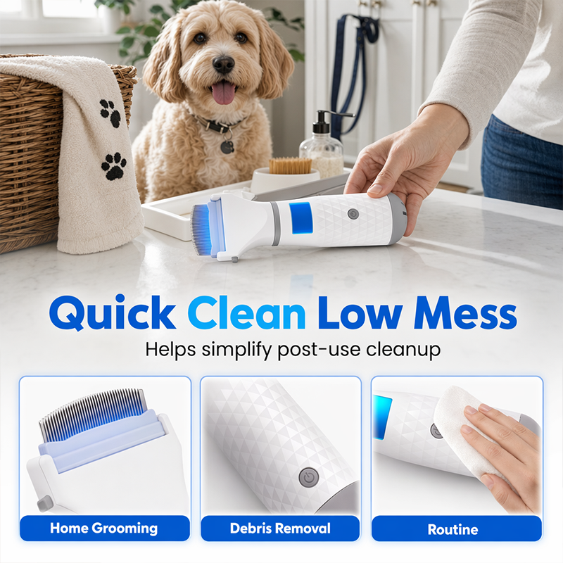 🐾 Electric Pet Flea Comb With Suction – Low-Mess Home Grooming Tool ✨