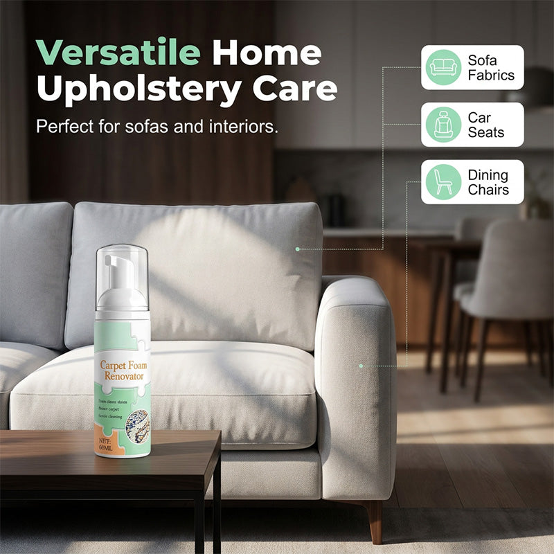 Waterless carpet foam product use