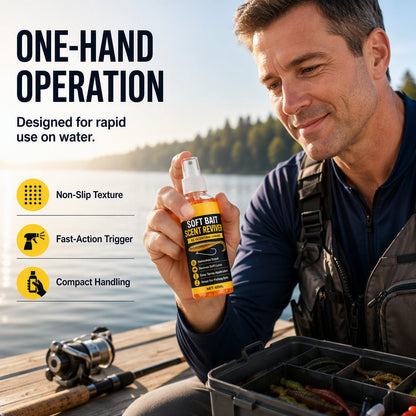 🎣50% OFF NOW! Soft Bait Scent Booster Spray‑60ML High‑Concentration Fishing Lure Scent Reviver, Portable Instant Attractant Spray for Fresh & Saltwater Soft Baits